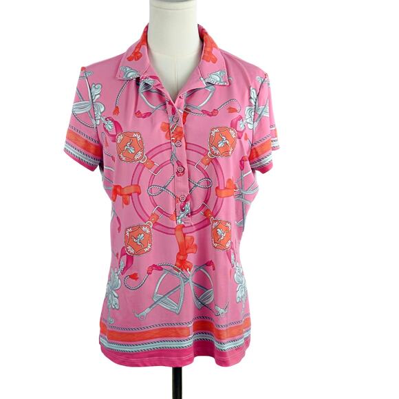 J. McLaughlin Court Catalina Pink Equestrian Polo LARGE Athleisure Golf Tennis - Picture 3 of 8